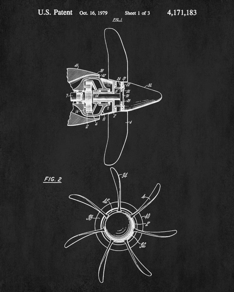 Aircraft Propeller Blueprint Aircraft Patent Print Airplane Poster