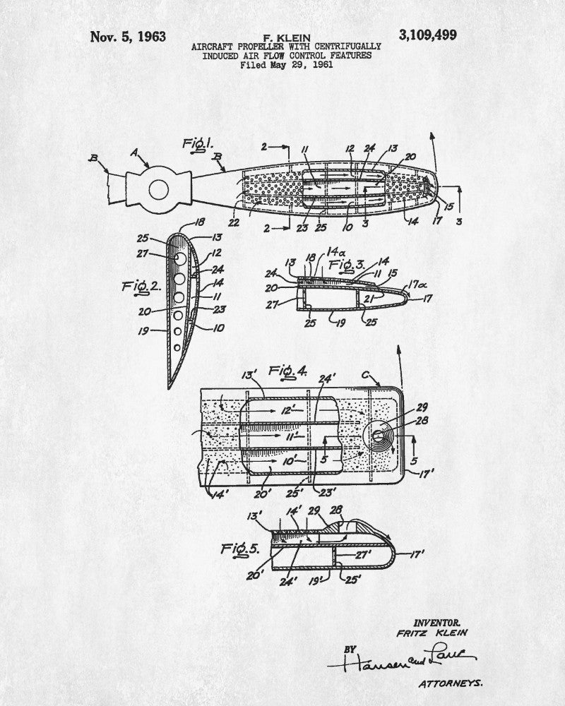 Aircraft Propeller Blueprint Aircraft Poster Airplane Patent Print
