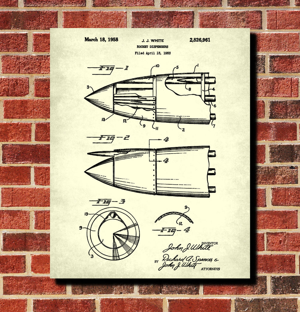 Rocket Dispenser Patent Print Military Aircraft Flying Poster