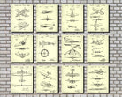 Aircraft Patent Prints Set 12 Flying Posters Pilot Gift