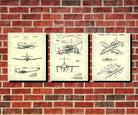 Aircraft Patent Prints Set 3 Flying Posters Pilot Gift