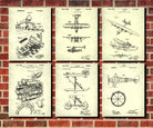 Aircraft Patent Prints Set 6 Flying Posters Pilot Gift