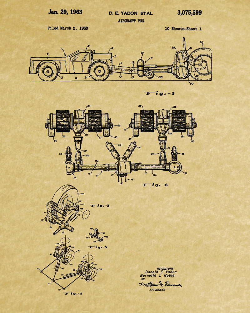 Aircraft Tug Patent Print Ground Crew Flying Poster
