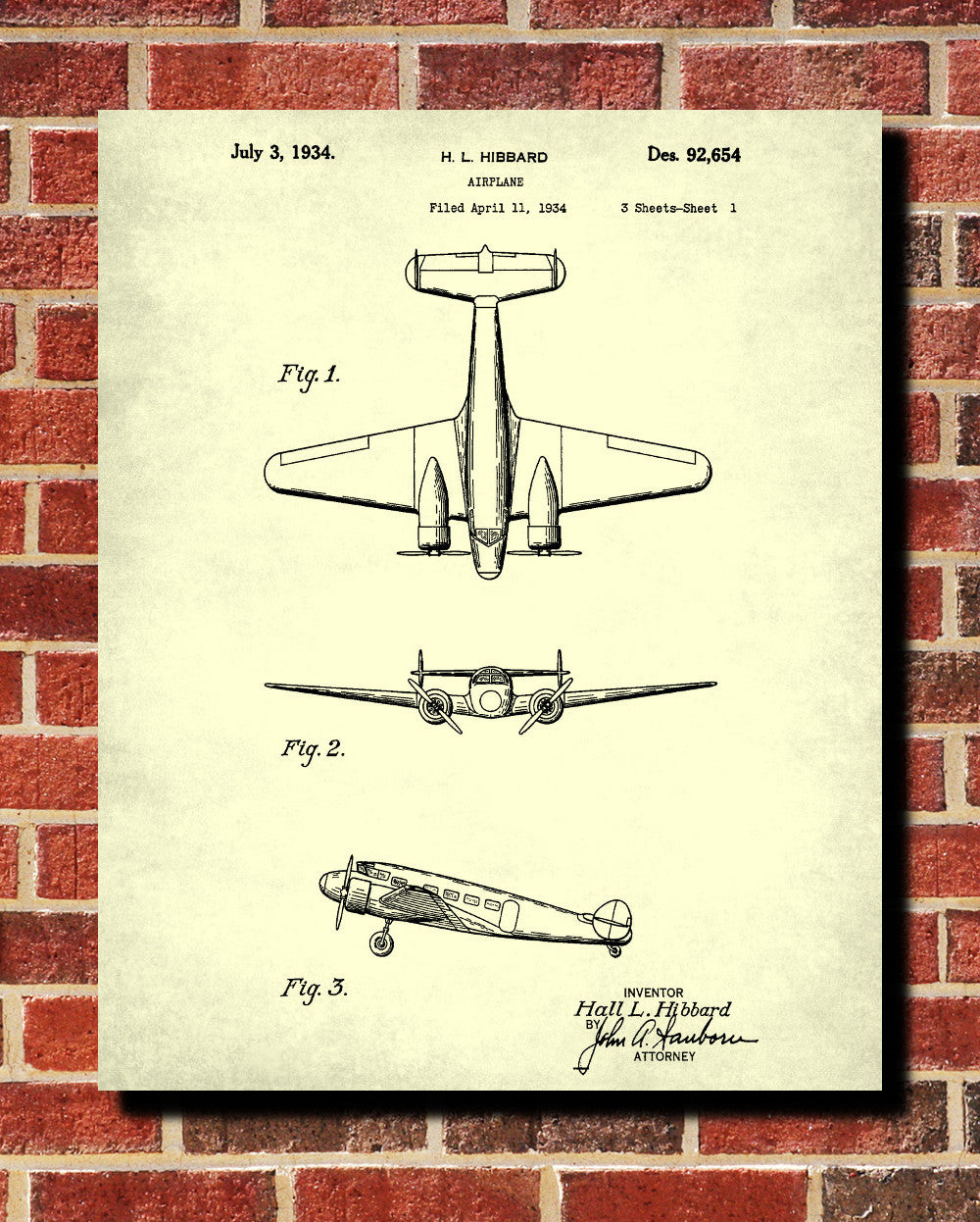 Aircraft Patent Art Blueprint Wall Art Poster - OnTrendAndFab