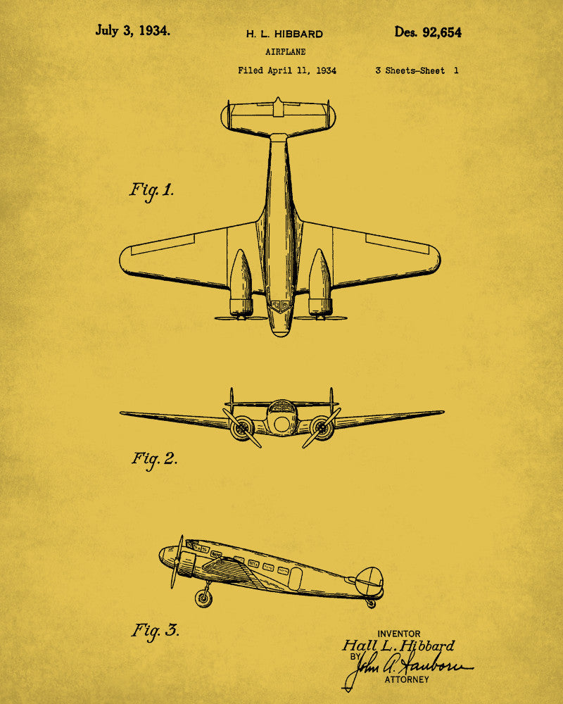 Aircraft Patent Art Blueprint Wall Art Poster - OnTrendAndFab