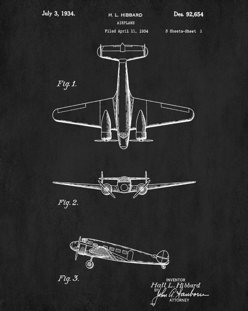 Aircraft Patent Art Blueprint Wall Art Poster - OnTrendAndFab