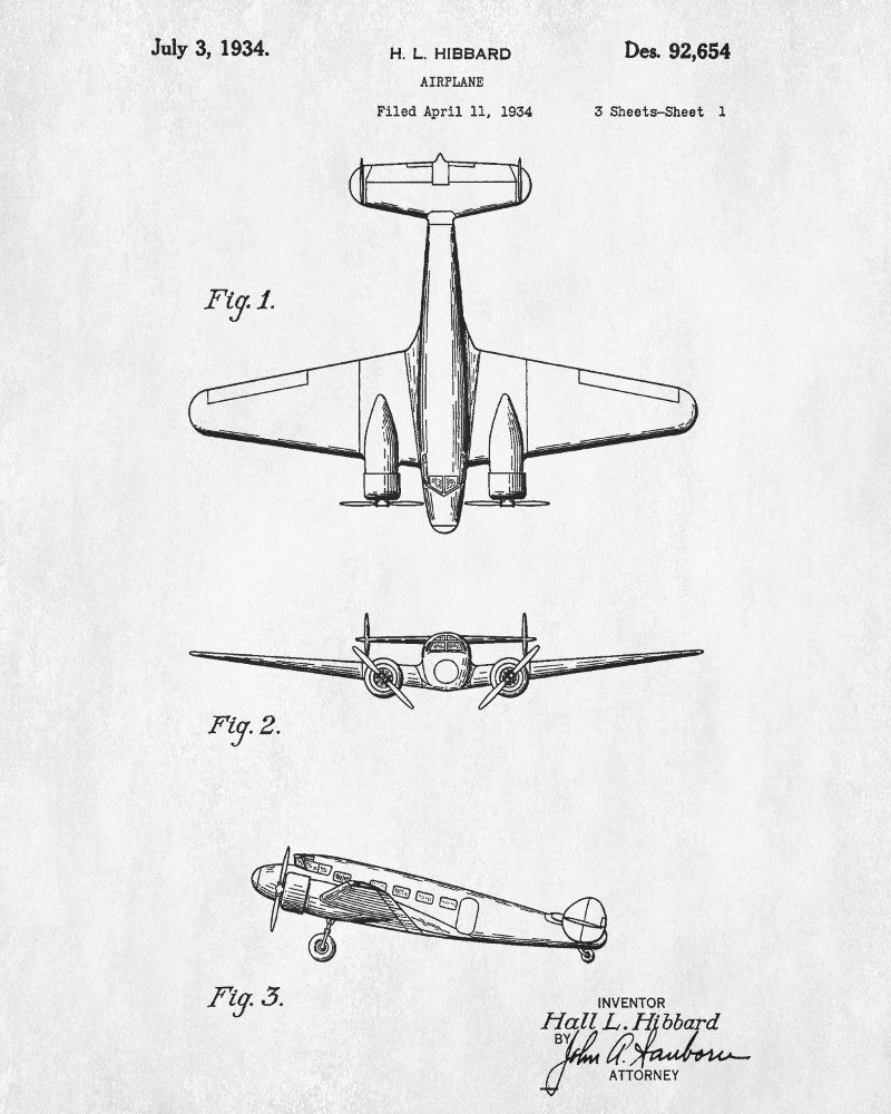 Aircraft Patent Art Blueprint Wall Art Poster - OnTrendAndFab