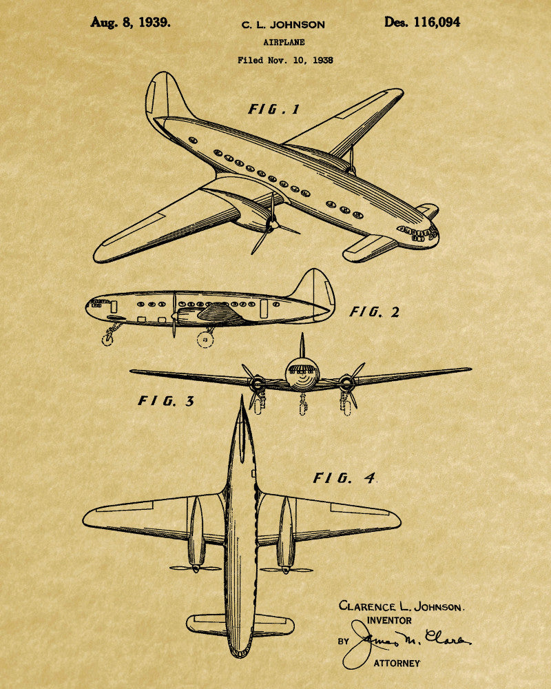 Aircraft Patent Art Blueprint Poster Wall Art - OnTrendAndFab