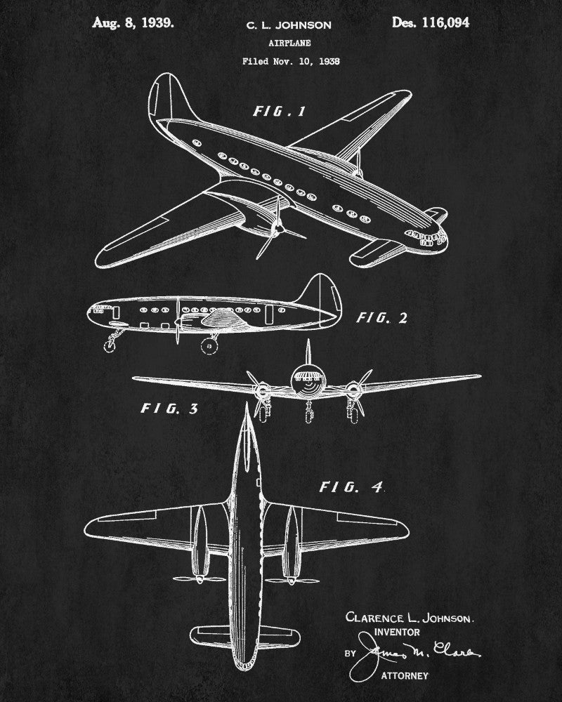 Aircraft Patent Art Blueprint Poster Wall Art - OnTrendAndFab