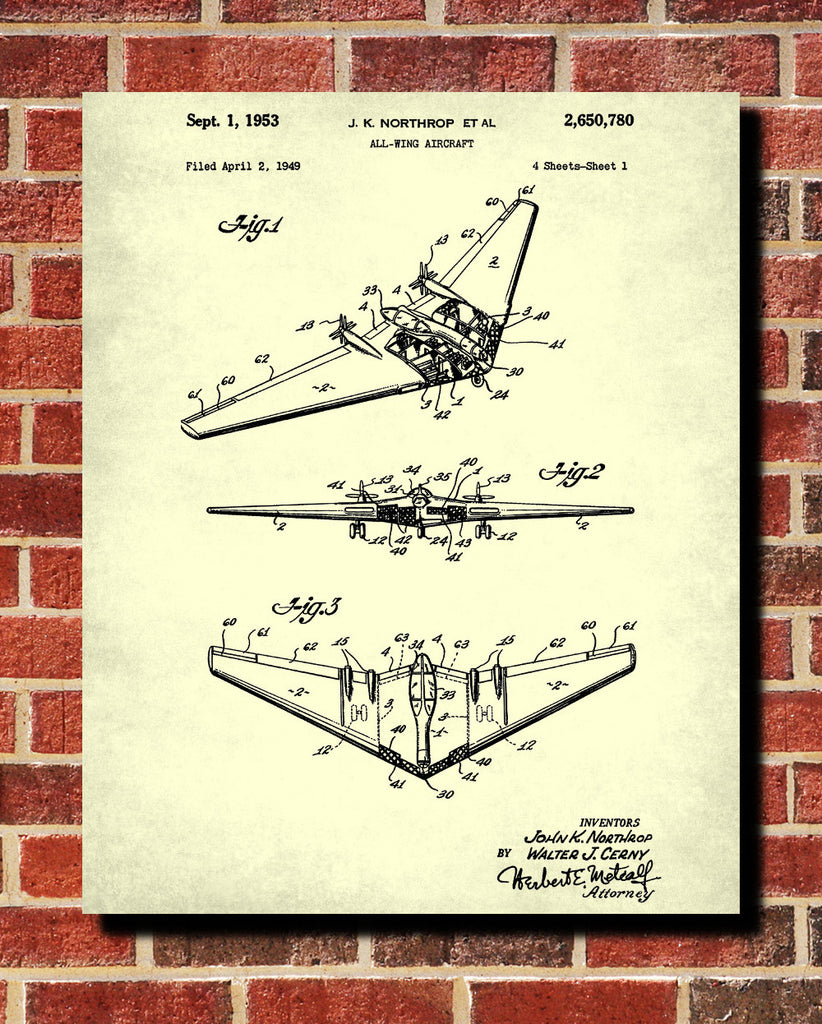 Aircraft Patent Poster Wall Art Aviation Blueprint - OnTrendAndFab