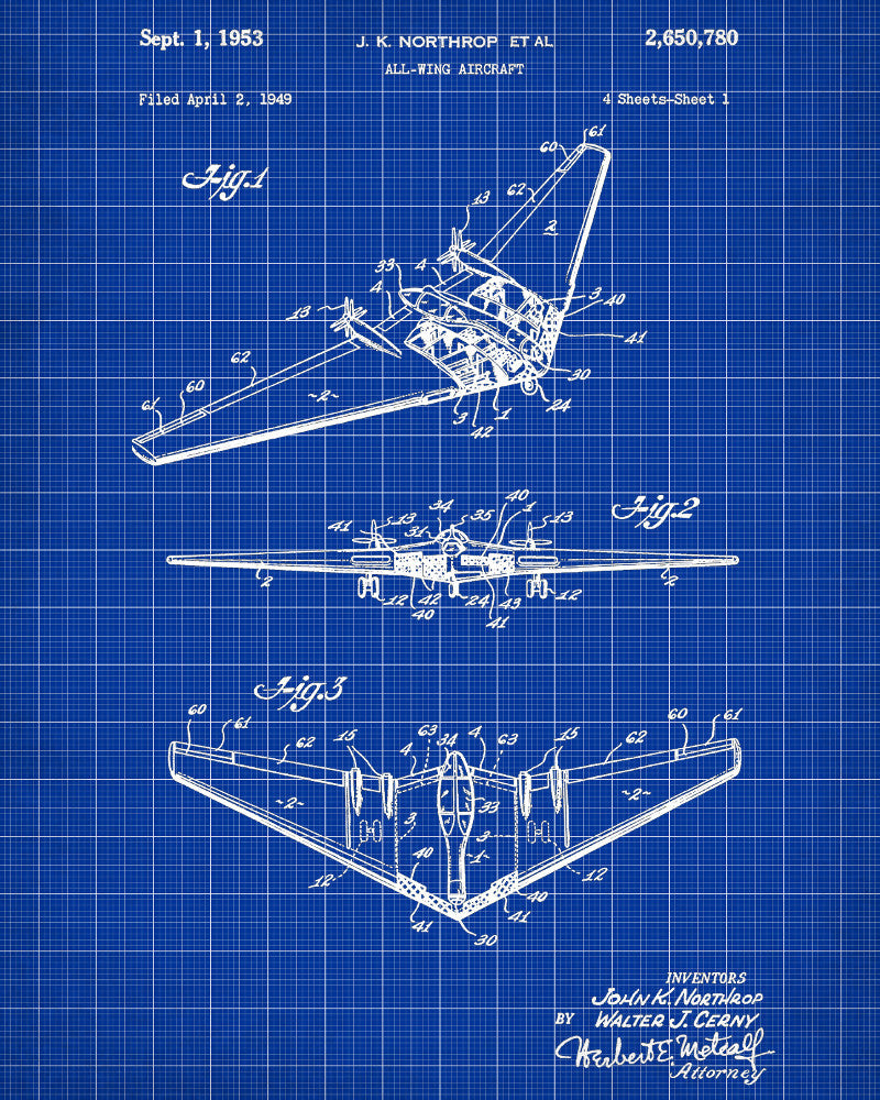 Aircraft Patent Poster Wall Art Aviation Blueprint - OnTrendAndFab