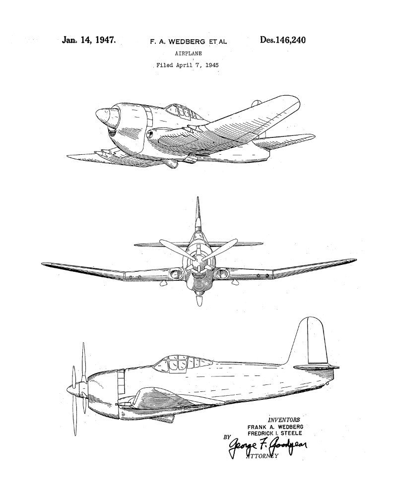 Aircraft Blueprint Art Patent Print Wall Art Poster - OnTrendAndFab