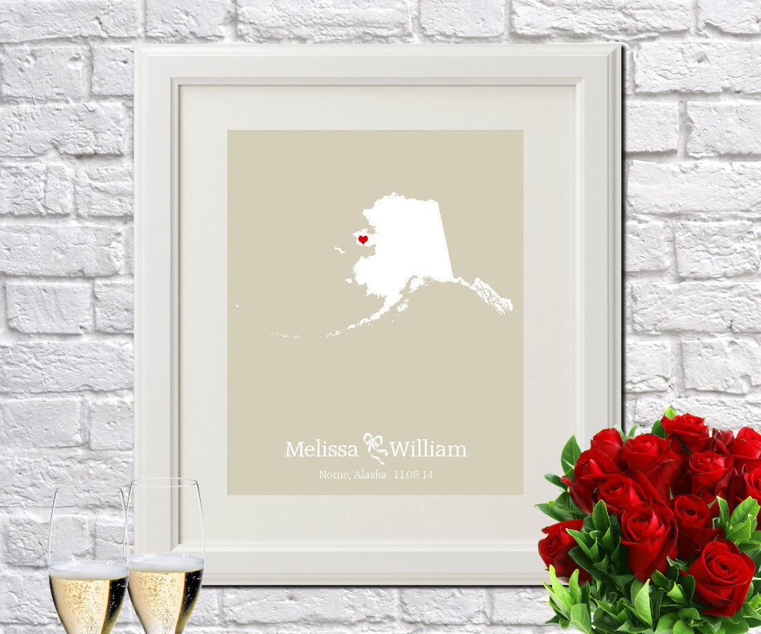 Alaska Custom Wedding Engagement Art Print - OnTrendAndFab