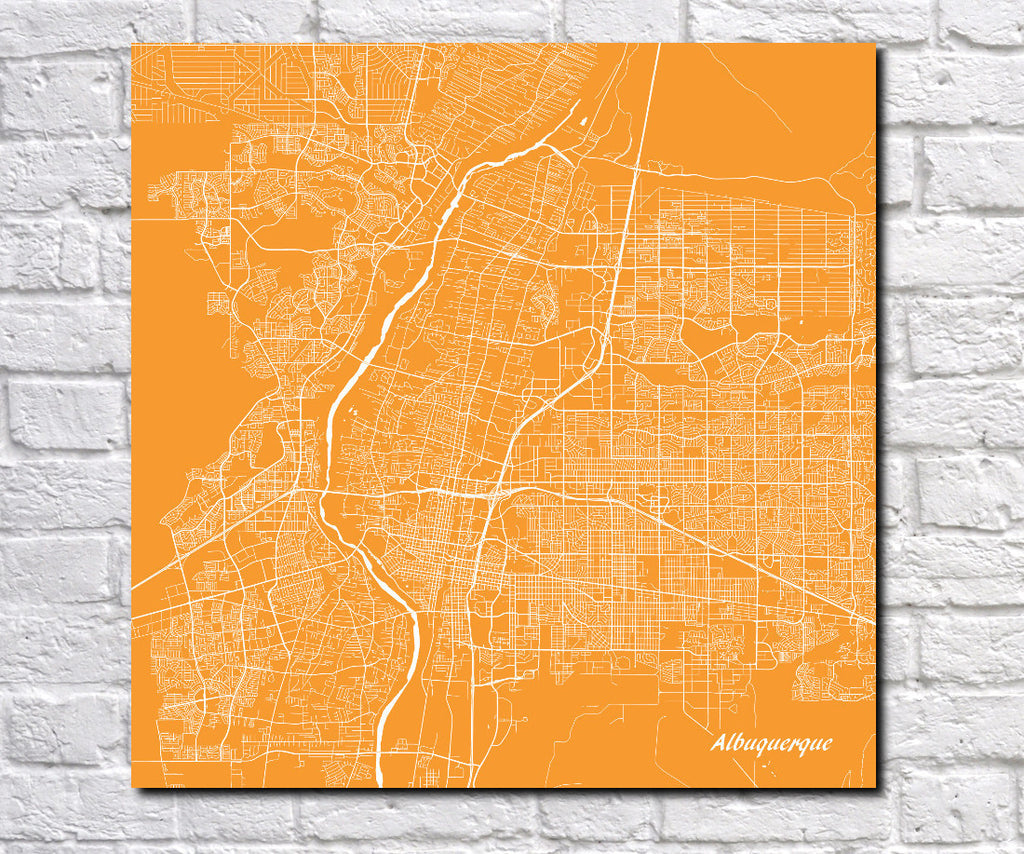Albuquerque, New Mexico City Street Map Print Custom Wall Map