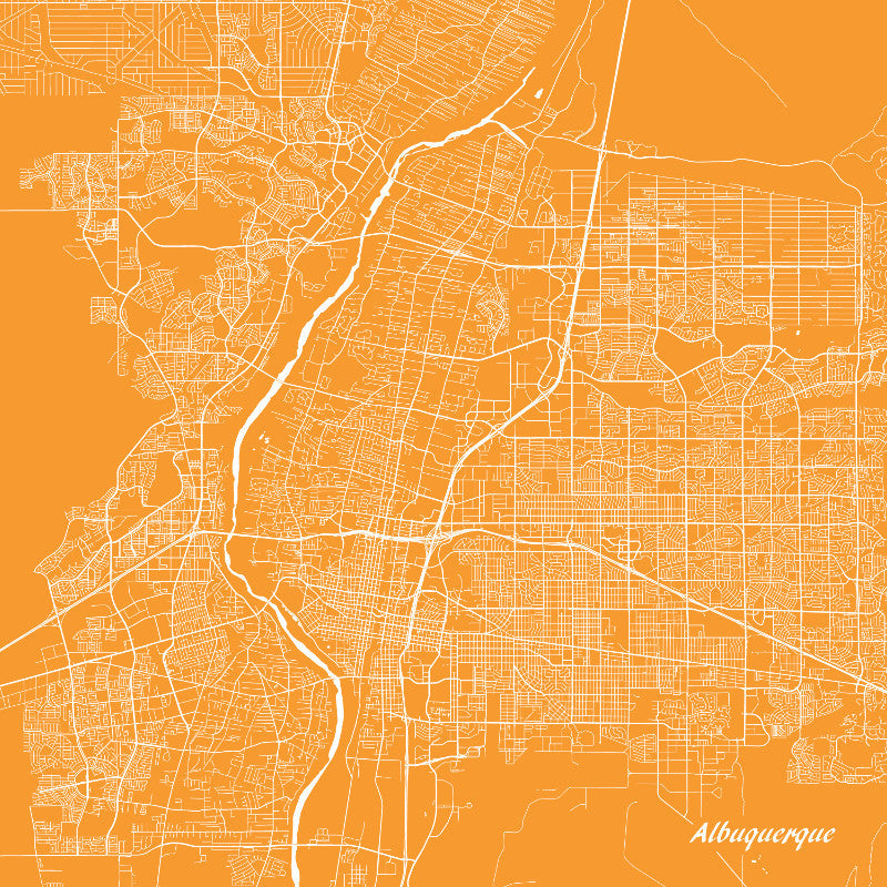 Albuquerque, New Mexico City Street Map Print Custom Wall Map