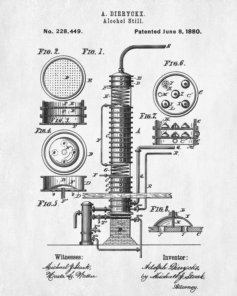 Alcohol Still Blueprint Moonshine Print Wall Art Poster - OnTrendAndFab