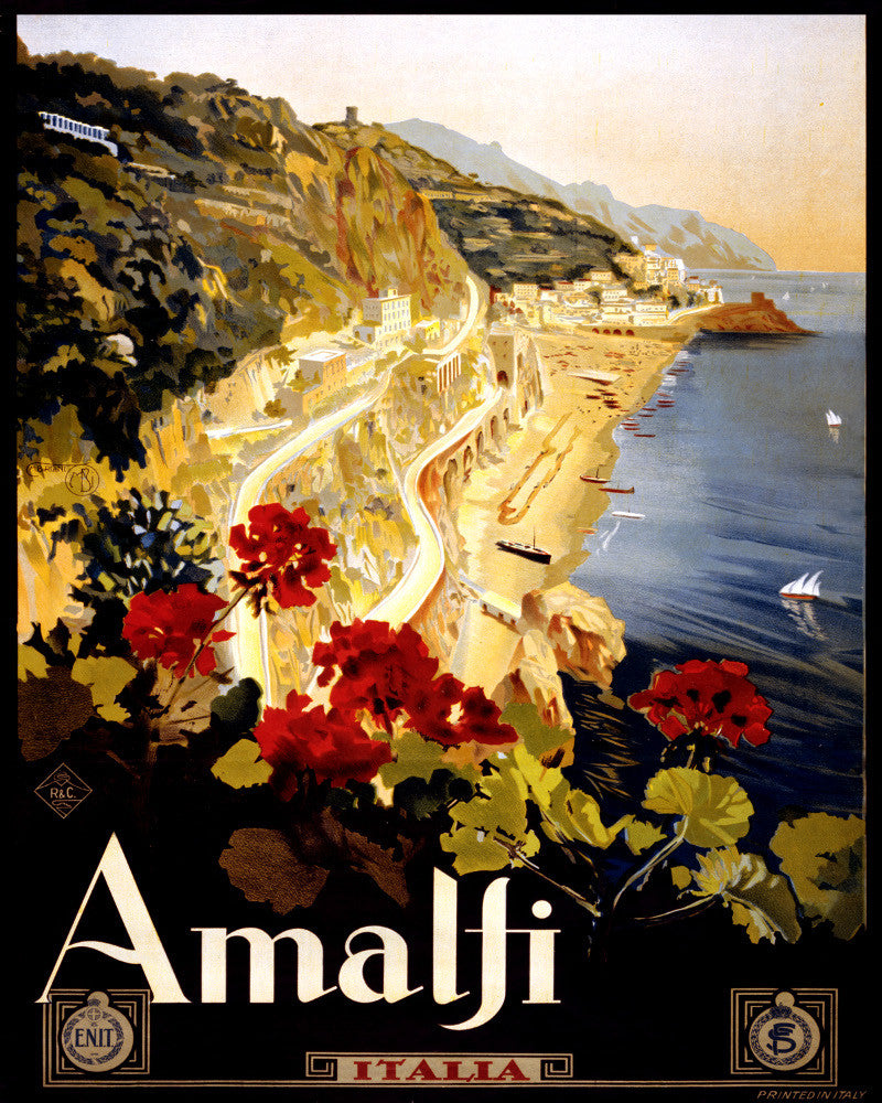 Amalfi Italy Print Vintage Travel Poster Art - OnTrendAndFab
