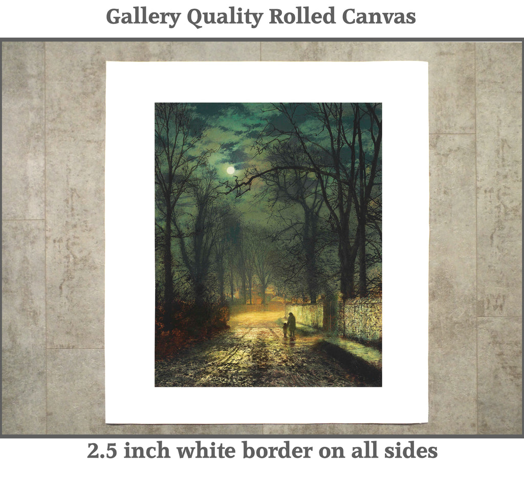 John Atkinson Grimshaw, A Moonlit Lane, Gallery Quality Canvas Reproduction