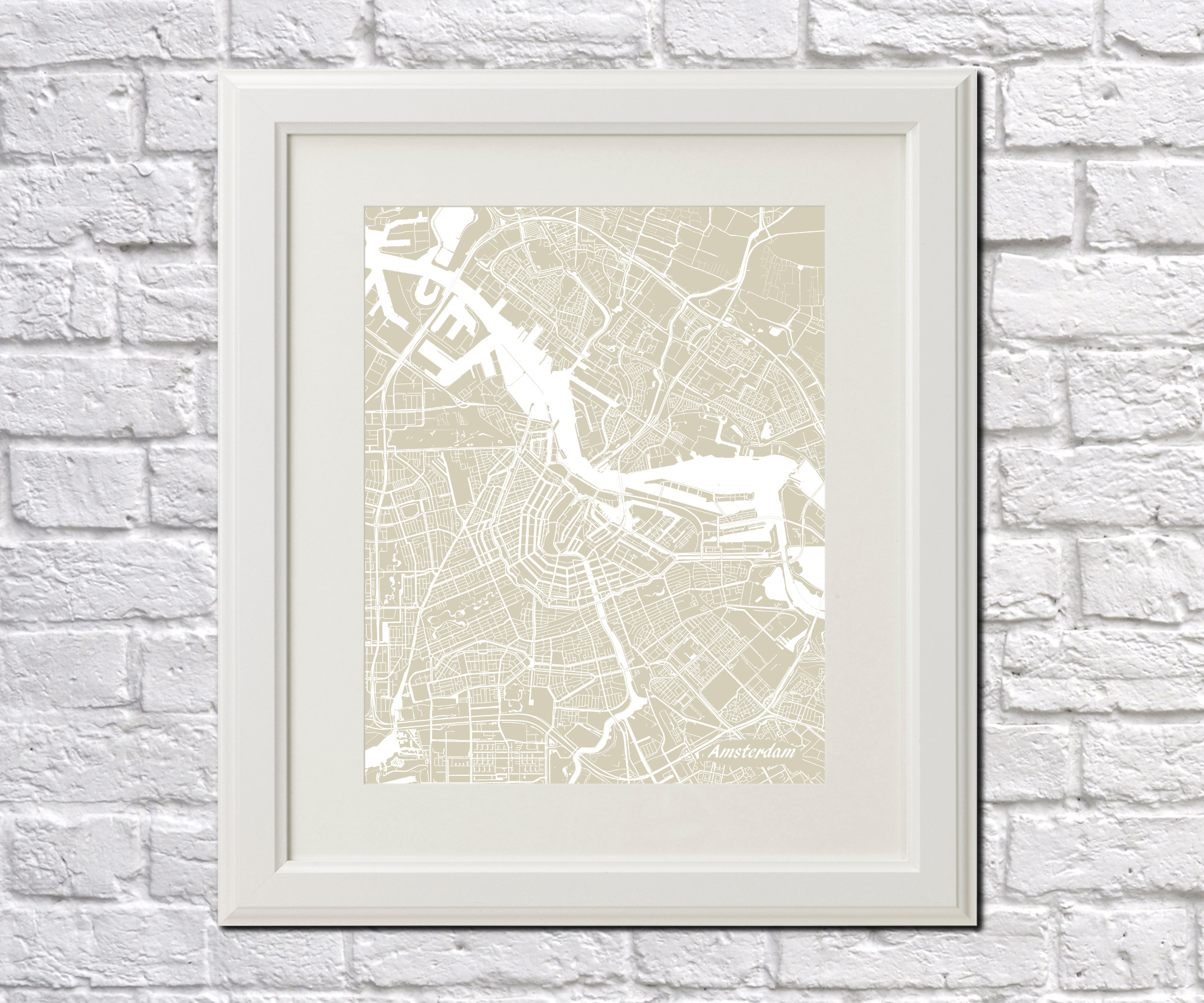 Amsterdam City Street Map Print Feature Wall Art Poster