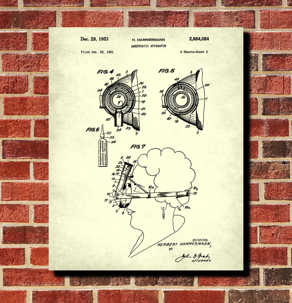 Medical Patent print Anaesthetic Equipment Blueprint poster