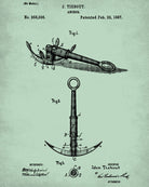 Anchor Patent Art Nautical Blueprint Print Sailing Poster - OnTrendAndFab