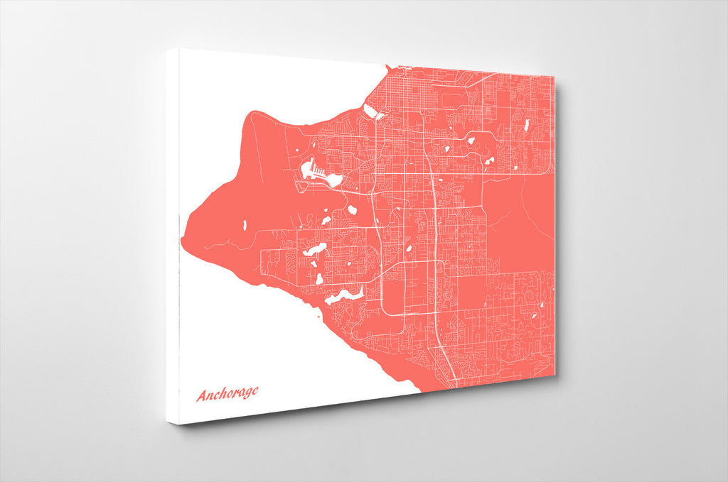 Anchorage City Street Map Print Custom Wall Map - OnTrendAndFab