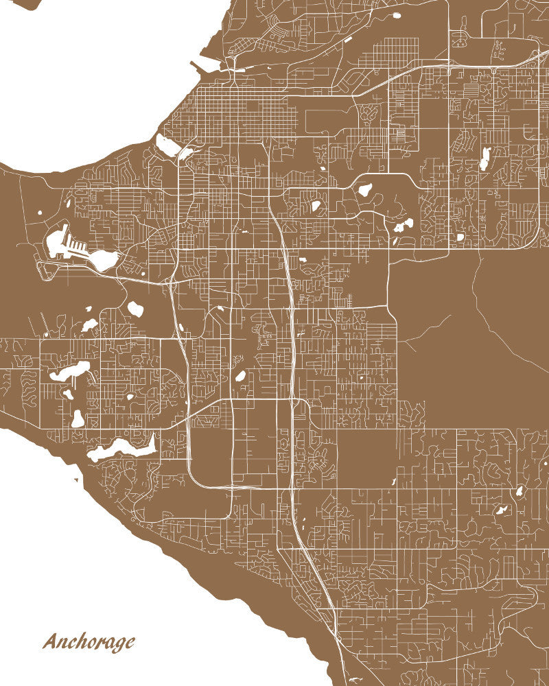 Anchorage City Street Map Print Custom Wall Map - OnTrendAndFab
