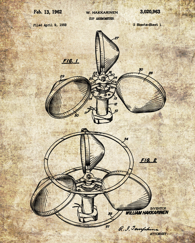 Anemometer Blueprint Weather Recording Equipment Wind Speed