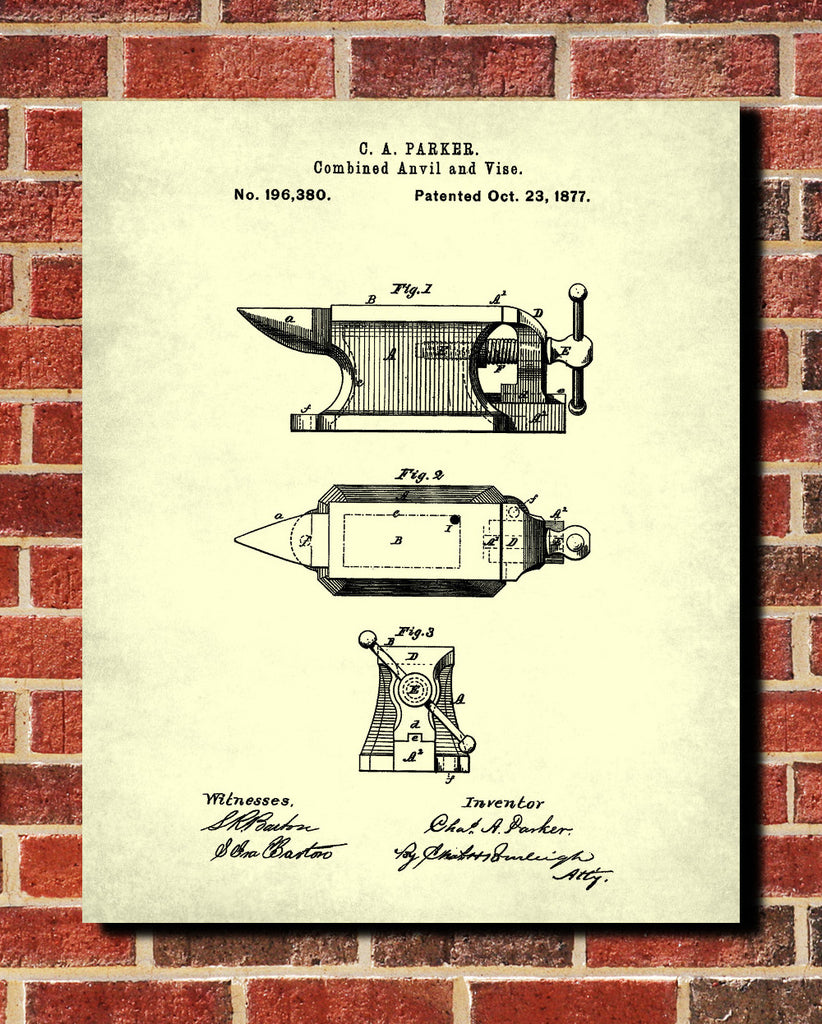 Anvil Patent Art Print Blacksmith Blueprint Poster - OnTrendAndFab