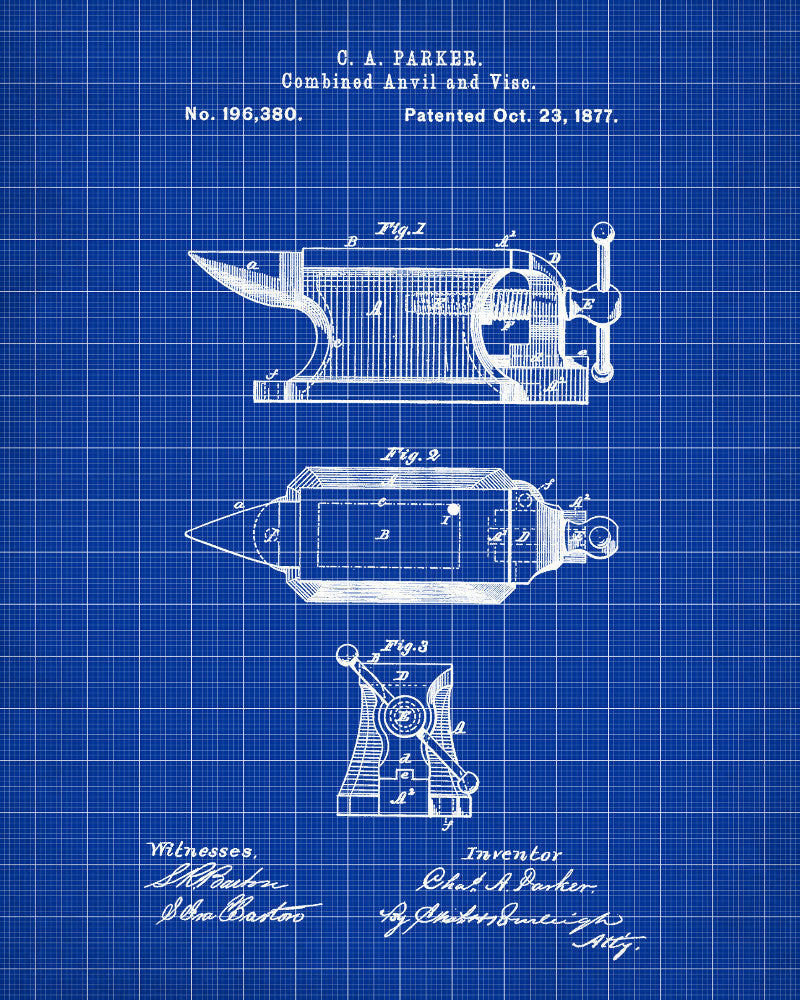 Anvil Patent Art Print Blacksmith Blueprint Poster - OnTrendAndFab