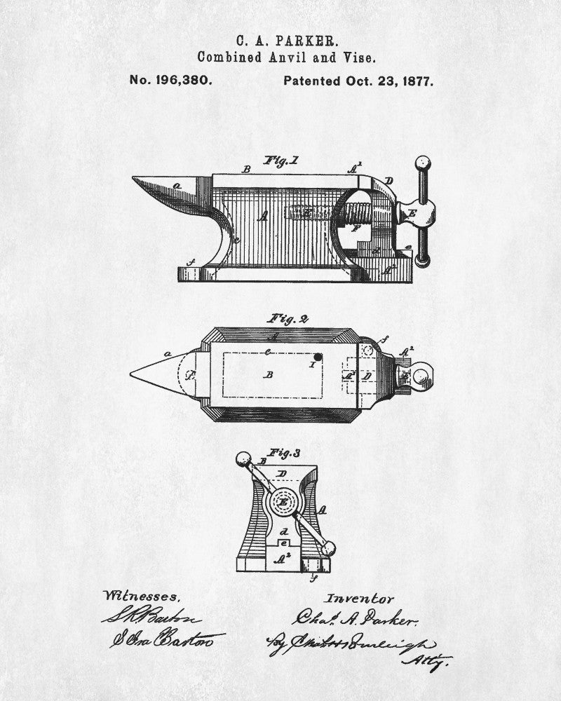 Anvil Patent Art Print Blacksmith Blueprint Poster - OnTrendAndFab