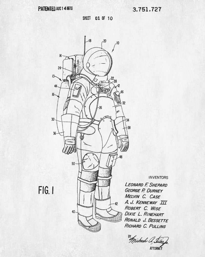 Apollo Space Suit Patent Astronaut Blueprint Poster - OnTrendAndFab