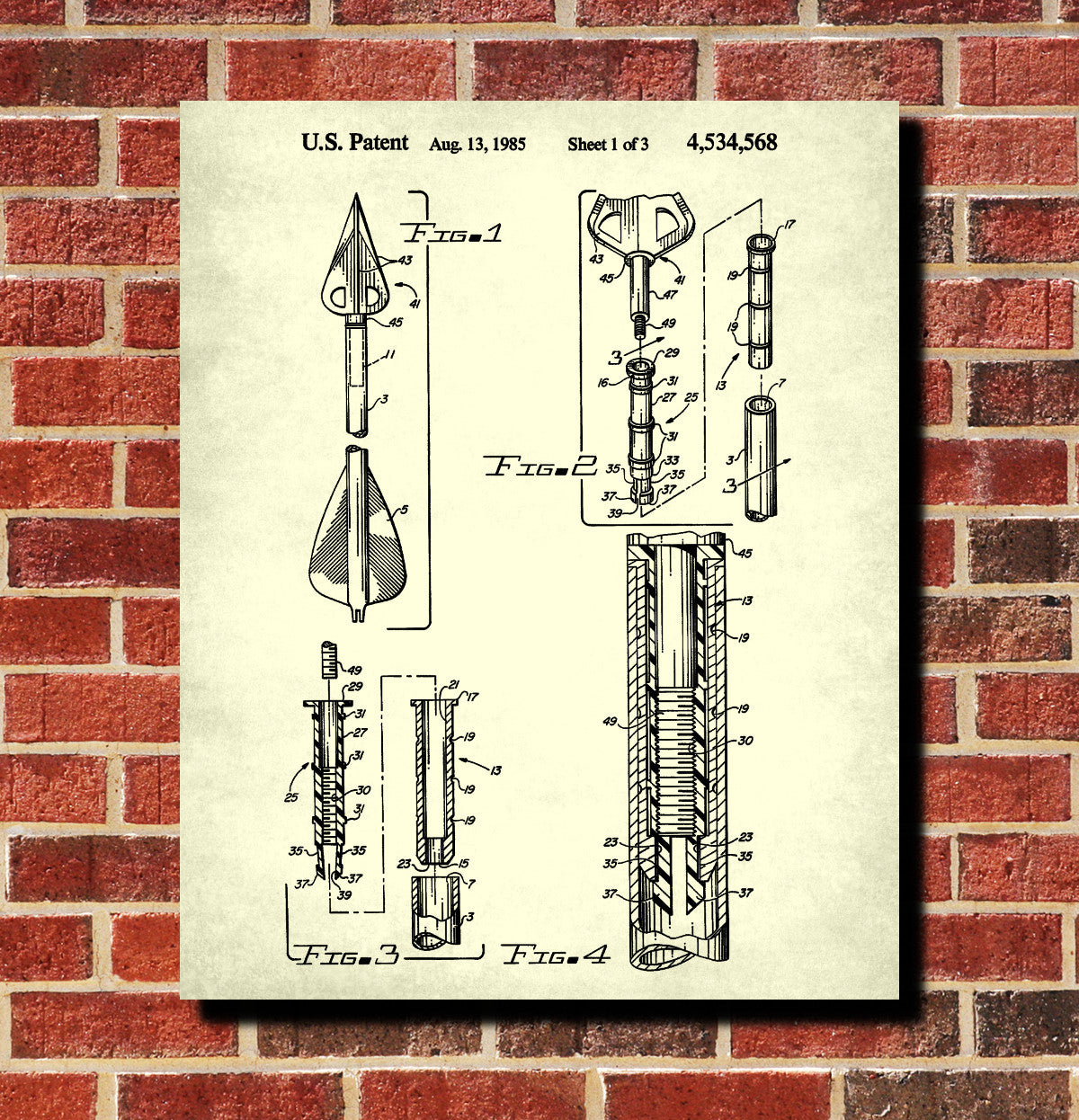 Archery Patent Print Arrows Blueprint Archer Poster