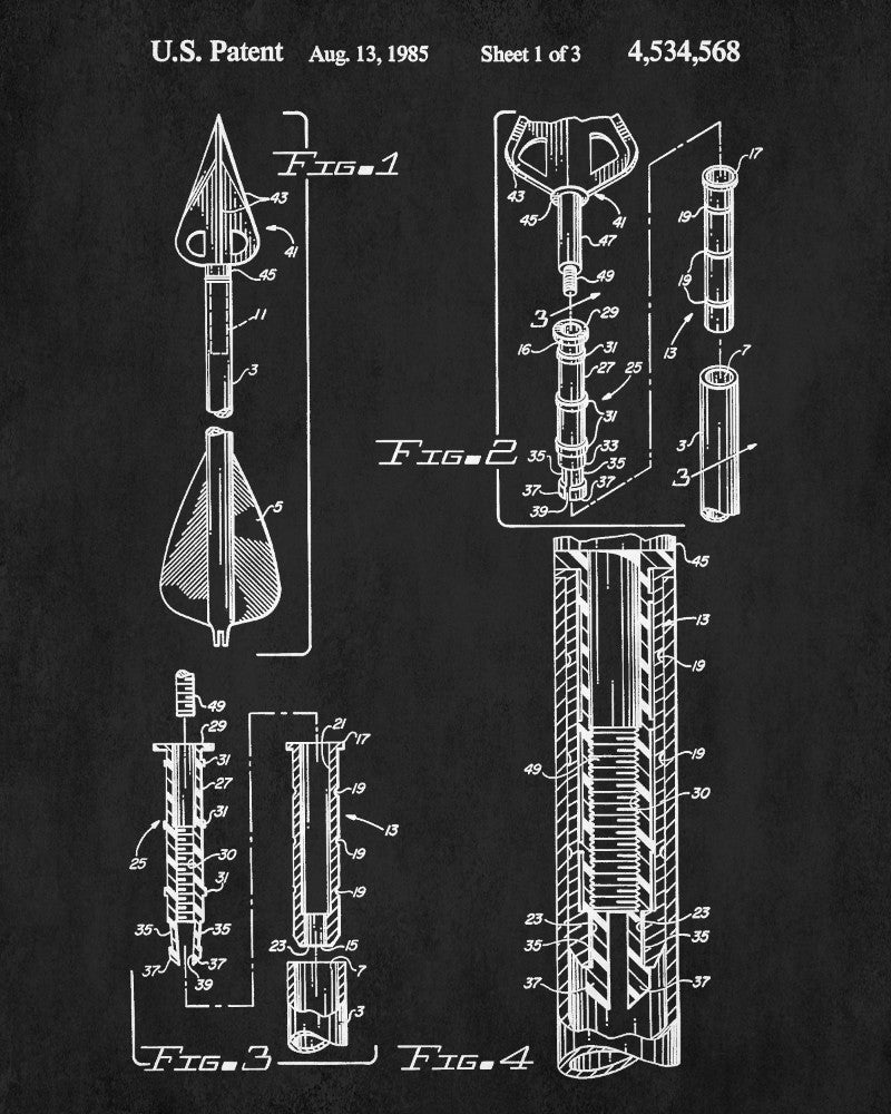 Archery Patent Print Arrows Blueprint Archer Poster