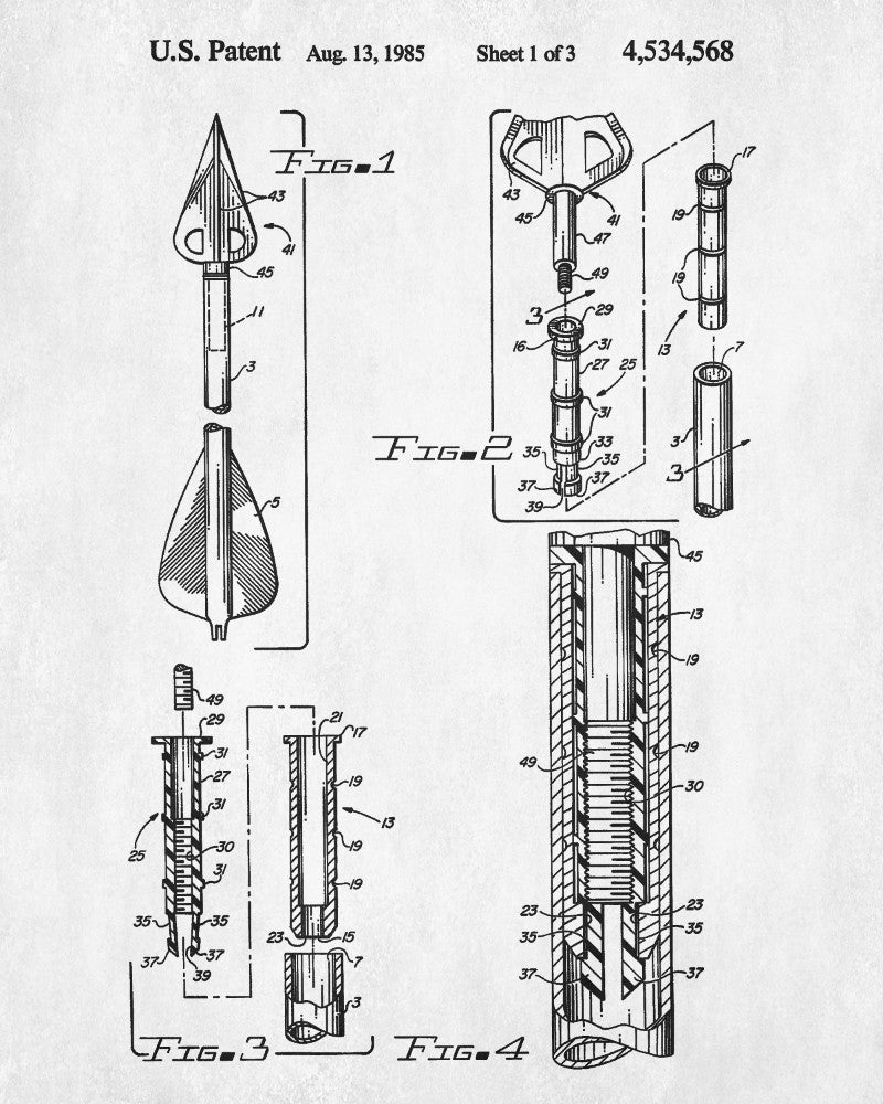 Archery Patent Print Arrows Blueprint Archer Poster