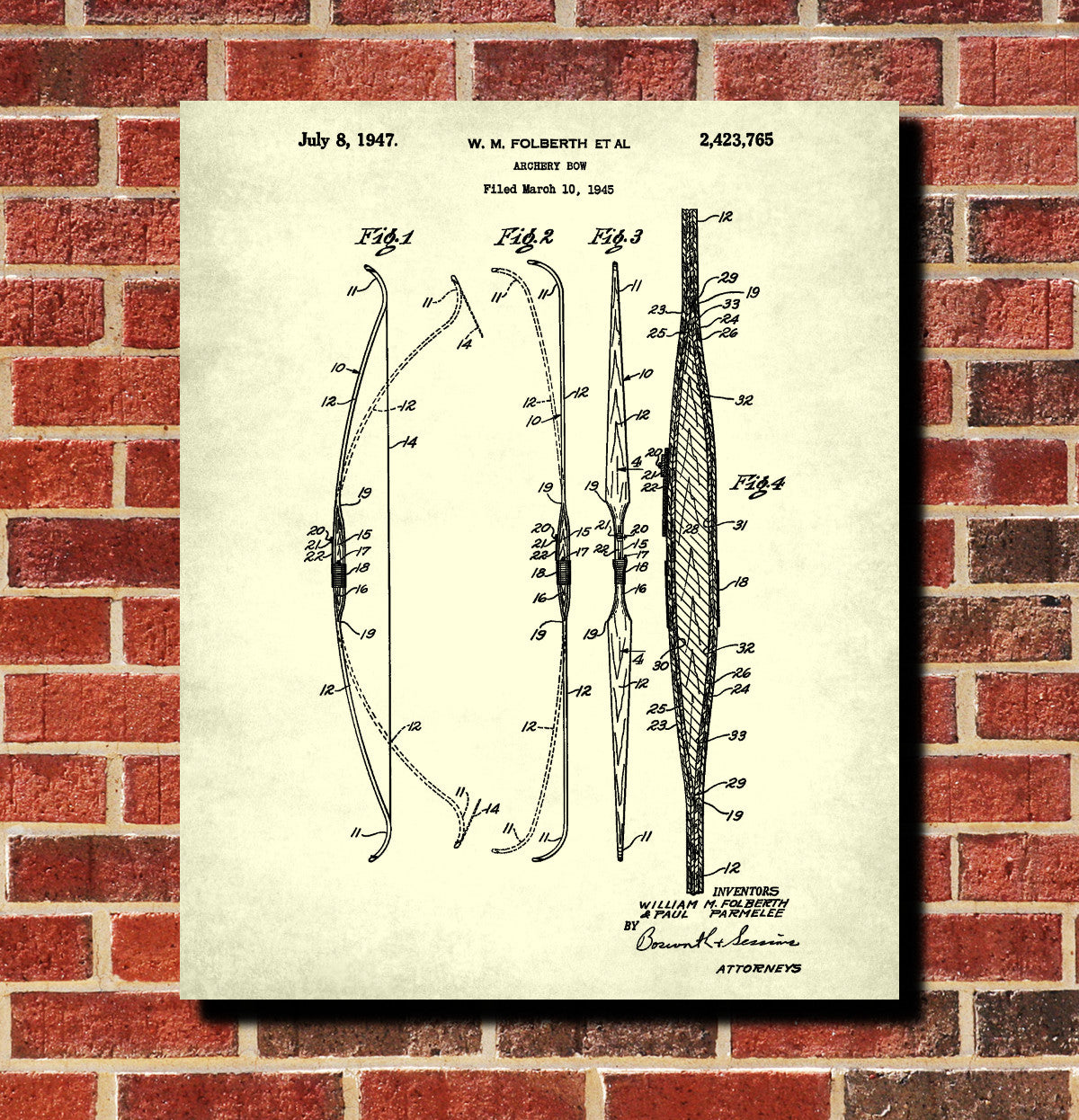 Archery Poster Archer Patent Print Bow Blueprint