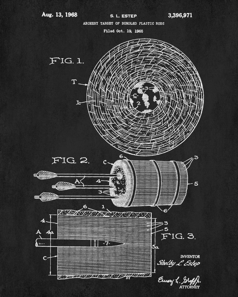 Archery Poster Archer Patent Print Target Blueprint – GalleryThane