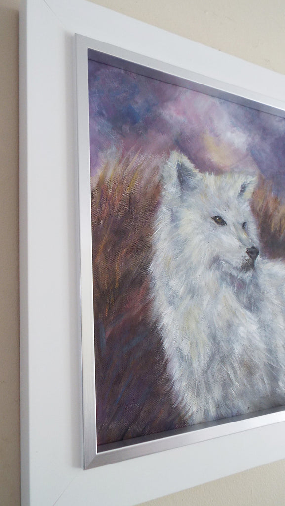 arctic wolf original framed painting