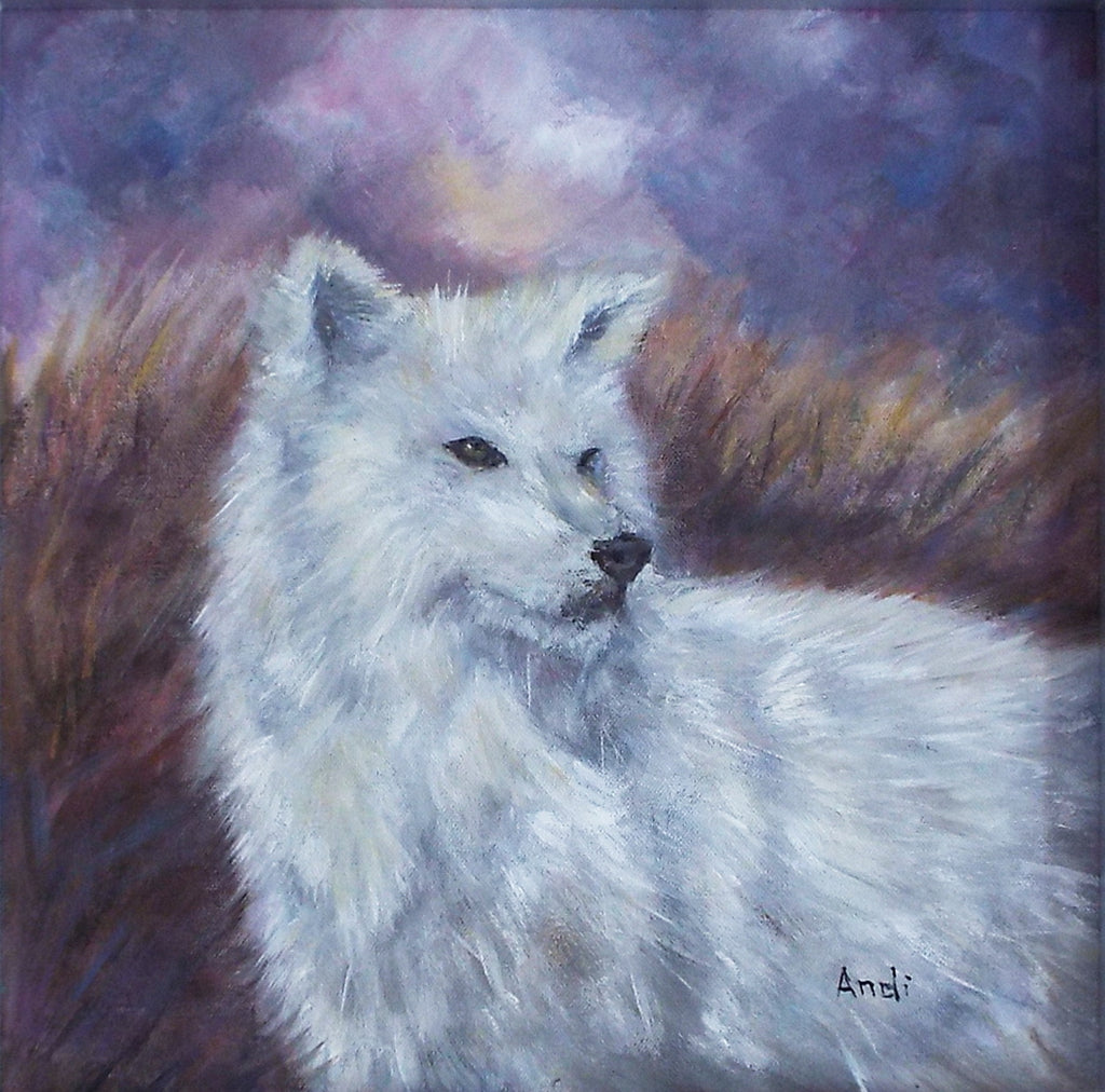 arctic wolf original framed painting