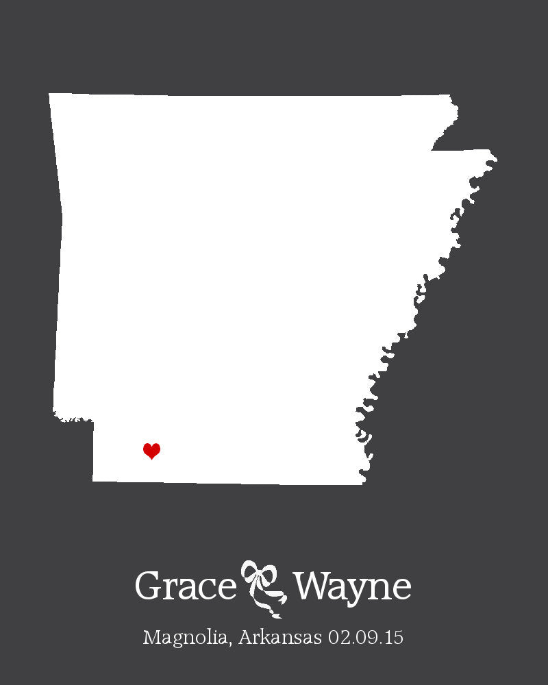 Arkansas Custom Wedding Engagement Art Print