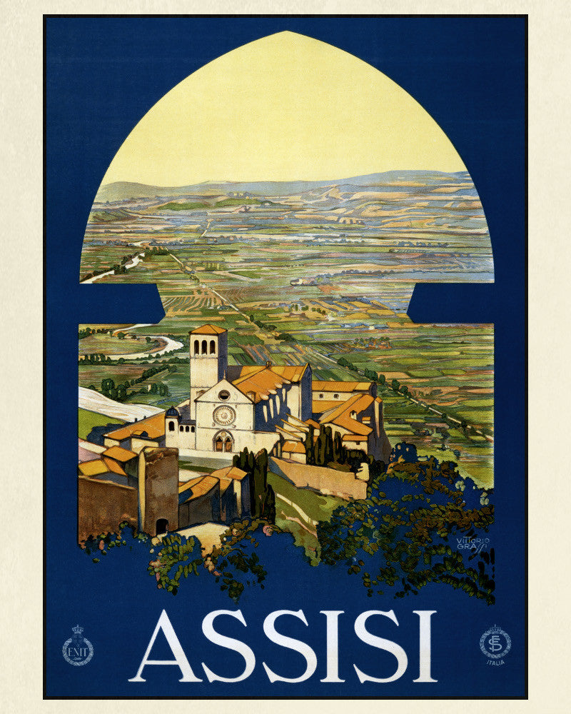 Assisi Italy Print Vintage Travel Poster Art - OnTrendAndFab