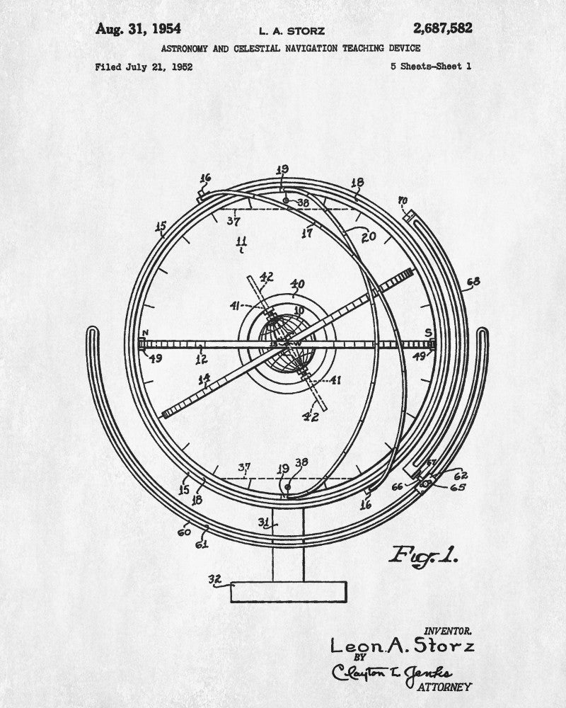 Astronomical Globe Blueprint Science Patent Print - OnTrendAndFab