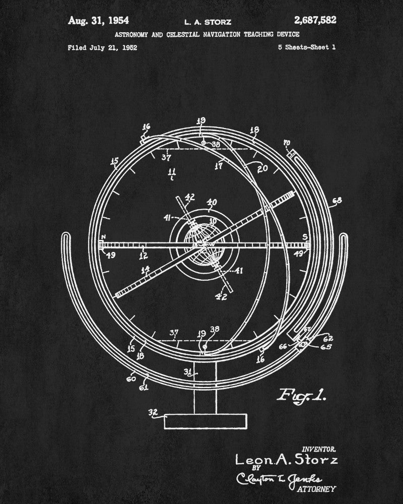 Astronomical Globe Blueprint Science Patent Print - OnTrendAndFab