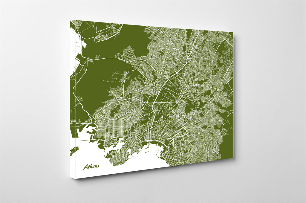 Athens City Street Map Print Feature Wall Art Poster