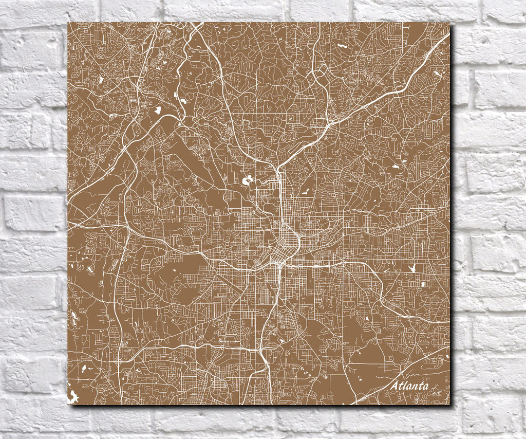 Atlanta, Georgia City Street Map Print Custom Wall Map
