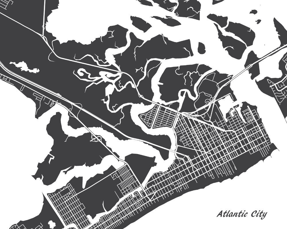 Atlantic City City Street Map Print Custom Wall Map - OnTrendAndFab
