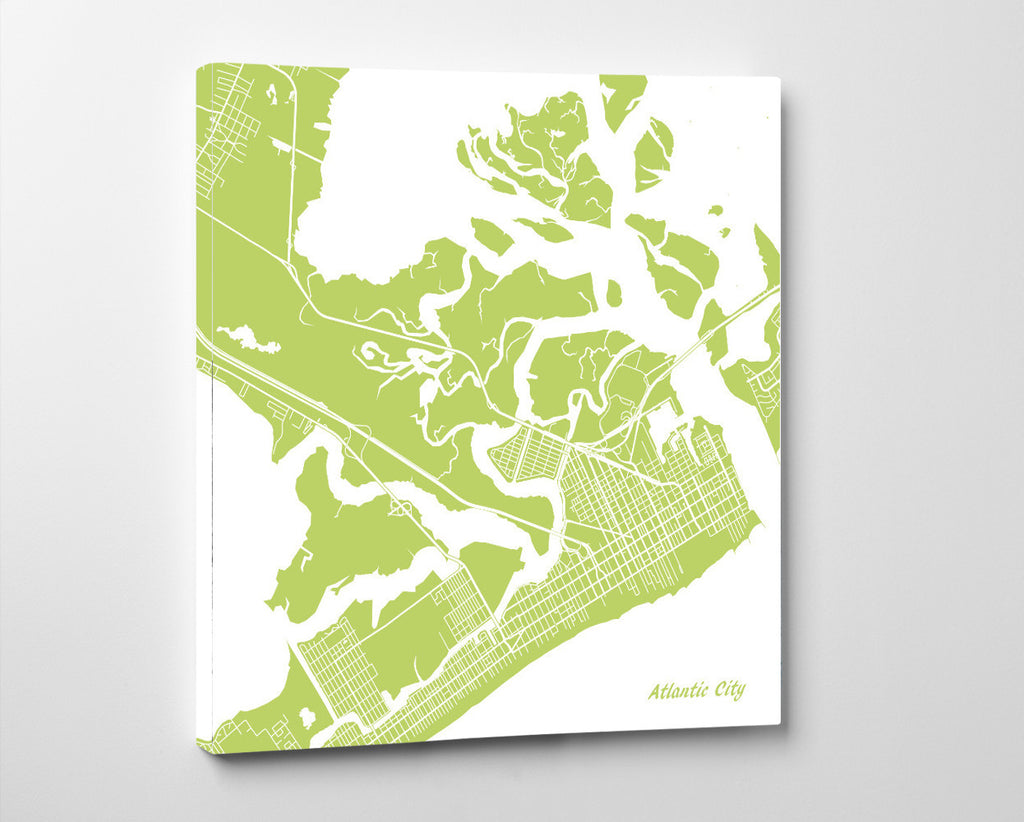 Atlantic City, New Jersey City Street Map Print Custom Wall Map