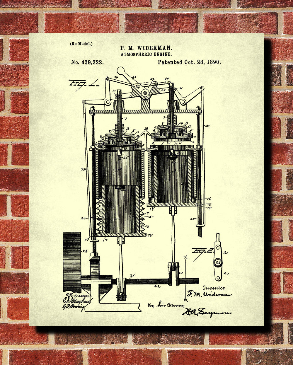 Atmospheric Engine Blueprint Vintage Engineering Patent - OnTrendAndFab