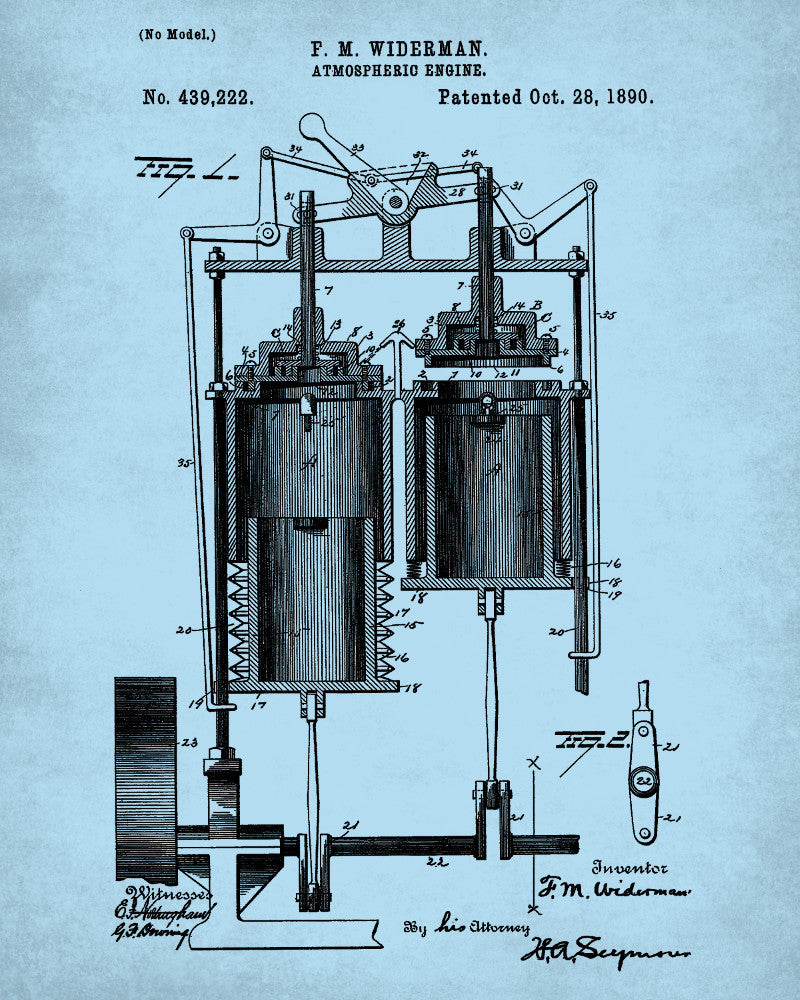 Atmospheric Engine Blueprint Vintage Engineering Patent - OnTrendAndFab
