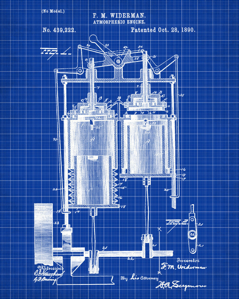 Atmospheric Engine Blueprint Vintage Engineering Patent - OnTrendAndFab